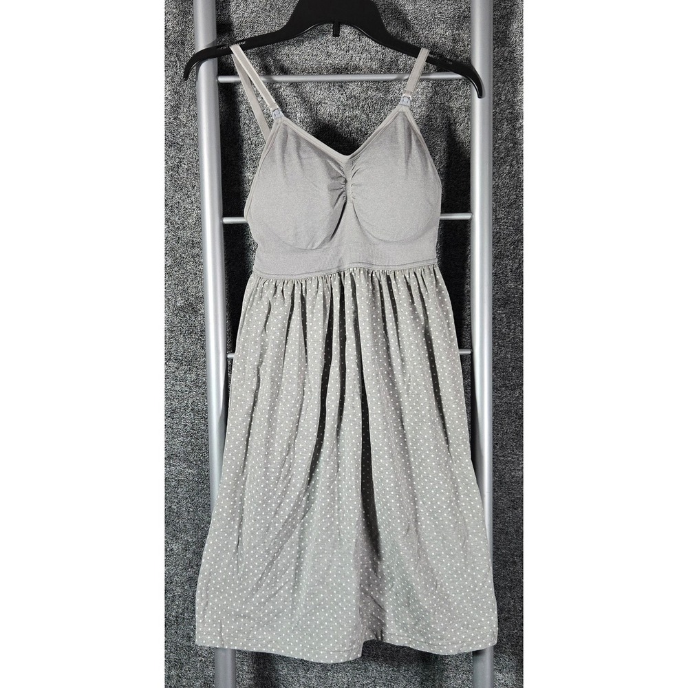 Motherhood Maternity Nursing Nightgown Gray Polka Dot Clip Down Size M 90941